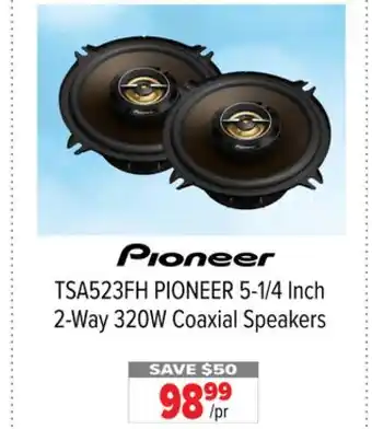 2001 Audio Video TSA523FH PIONEER 5-1/4 Inch 2-Way 320W Coaxial Speakers offer