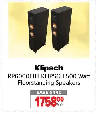 2001 Audio Video RP6000FBII KLIPSCH 500 Watt Floorstanding Speakers offer