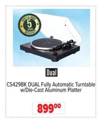 2001 Audio Video CS429BK DUAL Fully Automatic Turntable w/Die-Cast Aluminum Platter offer