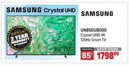 2001 Audio Video UN85DU8000 SAMSUNG 55 Crystal UHD 4K 120Hz Smart TV offer