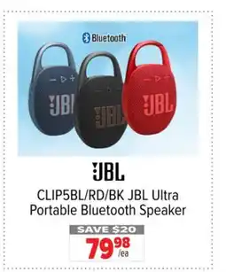 2001 Audio Video CLIP5BL/RD/BK JBL Ultra Portable Bluetooth Speaker offer