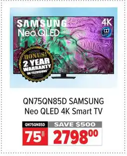 2001 Audio Video QN75QN85D SAMSUNG 75 Neo QLED 4K Smart TV offer