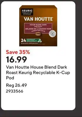 Staples Van Houtte House Blend Dark Roast Keurig Recyclable K-Cup Pod offer