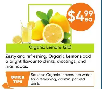 Healthy Planet Organic Lemons offer