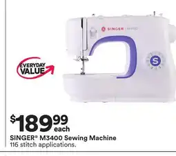 Michaels SINGER M3400 Sewing Machine 116 stitch applications offer