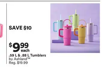 Michaels 59 L & .88 L Tumblers by Ashland offer