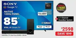 Visions Electronics SONY 85 NATIVE 120Hz PANEL X90L 4K Smart TV offer