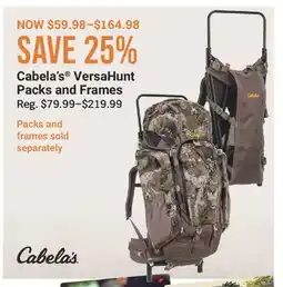 Cabela's Cabela's VersaHunt Packs and Frames offer