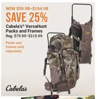 Cabela's Cabela's VersaHunt Packs and Frames offer