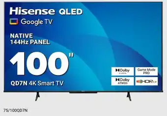 Visions Electronics Hisense 100 NATIVE 144Hz PANEL QD7N 4K Smart TV offer