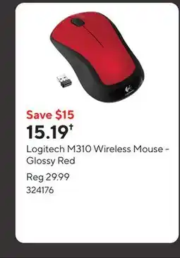 Staples Logitech M310 Wireless Mouse - Glossy Red offer