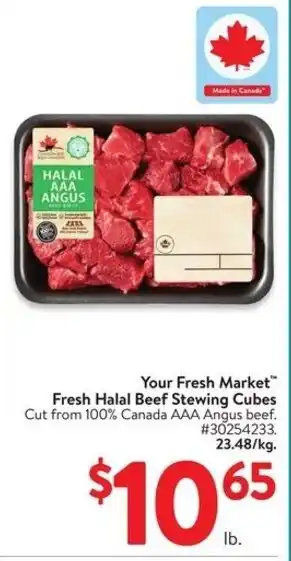 Walmart Your Fresh Market Fresh Halal Beef Stewing Cubes offer