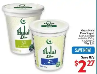 Walmart Khaas Halal Plain Yogurt offer