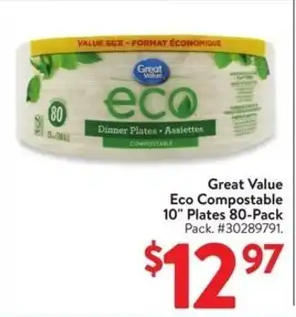 Walmart Great Value Eco Compostable 10" Plates offer