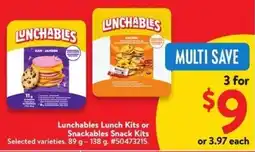 Walmart Lunchables Lunch Kits or Snackables Snack Kits offer