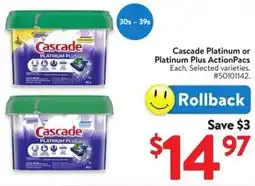 Walmart Cascade Platinum or Platinum Plus ActionPacs offer