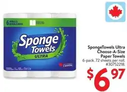 Walmart SpongeTowels Ultra Choose-A-Size Paper Towels offer