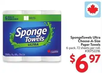 Walmart SpongeTowels Ultra Choose-A-Size Paper Towels offer