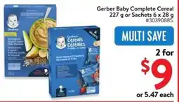 Walmart Gerber Baby Complete Cereal or Sachets offer