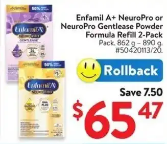 Walmart Enfamil a+ neuropro or neuropro gentlease powder formula refill offer