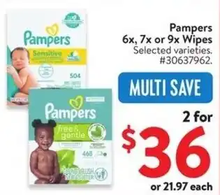 Walmart Pampers 6x, 7x or 9x wipes offer