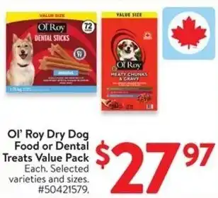 Walmart Ol' Roy Dry Dog Food or Dental Treats value pack offer