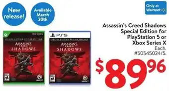 Walmart Assassin's Creed Shadows Special Edition for PlayStation 5 or Xbox Series X offer