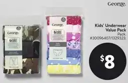 Walmart George Kids' Underwear Value Pack offer