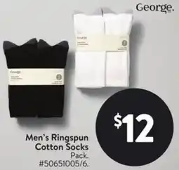 Walmart George. Men's Ringspun Cotton Socks offer