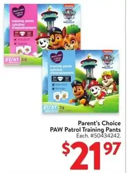 Walmart Parent's Choice PAW Patrol Training Pants Each. #50434242. offer