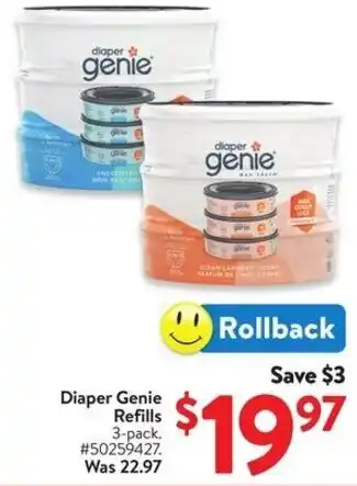 Walmart Diaper Genie Refills offer