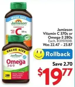 Walmart Jamieson Vitamin C 370s or Omega-3 280s offer