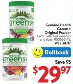 Walmart Genuine Health Greens+ Original Powder offer