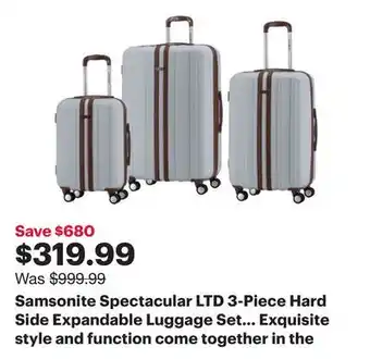 Best Buy Samsonite Spectacular LTD 3-Piece Hard Side Expandable Luggage Set - Silver/Brown offer