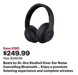 Best Buy Beats by Dr. Dre Studio3 Over-Ear Noise Cancelling Bluetooth Headphones - Black offer