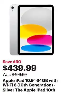 Best Buy Apple iPad 10.9 64GB with Wi-Fi 6 (10th Generation) - Silver offer