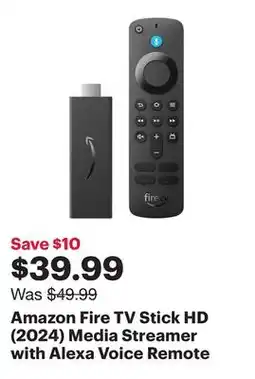 Best Buy Amazon Fire TV Stick HD (2024) Media Streamer with Alexa Voice Remote offer