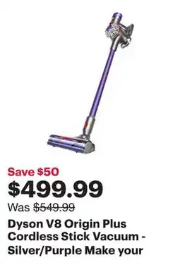 Best Buy Dyson V8 Origin Plus Cordless Stick Vacuum - Silver/Purple offer