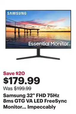 Best Buy Samsung 32 FHD 75Hz 8ms GTG VA LED FreeSync Monitor (LS32B300NWNXGO) - Black offer