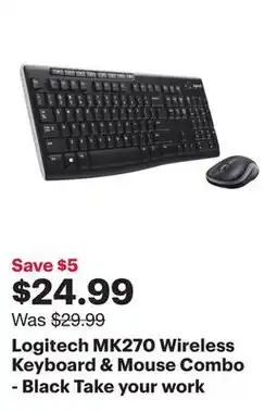 Best Buy Logitech MK270 Wireless Keyboard & Mouse Combo - Black offer