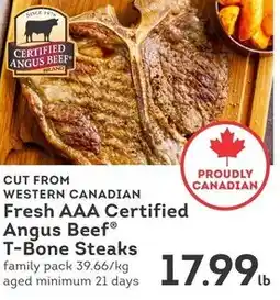 IGA Fresh AAA certified angus beef t-bone steaks offer