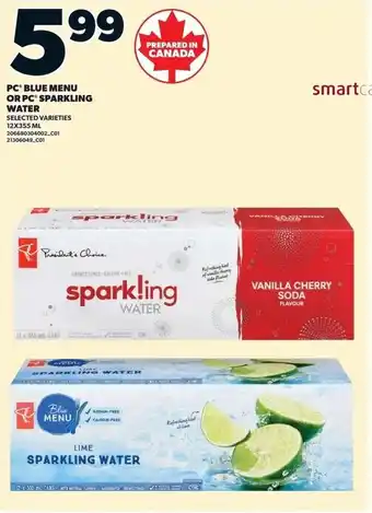 Loblaws PC Blue Menu or PC Sparkling Water offer