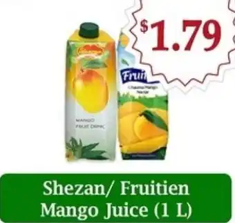 Atiya's Fresh Farm Shezan/Fruitien Mango Juice offer