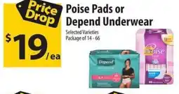 Co-op Poise Pads or Depend Underwear offer