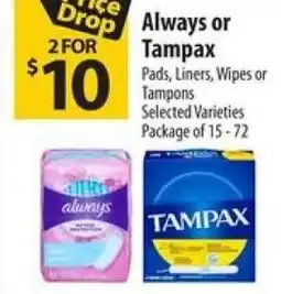 Co-op Always or Tampax offer