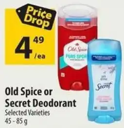 Co-op Old Spice or Secret Deodorant offer