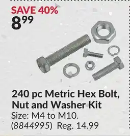 Princess Auto 240 pc Metric Hex Bolt, Nut and Washer Kit offer