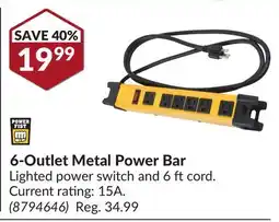 Princess Auto 6-Outlet Metal Power Bar offer