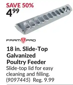 Princess Auto 18 in. Slide-Top Galvanized Poultry Feeder offer