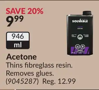 Princess Auto Acetone offer